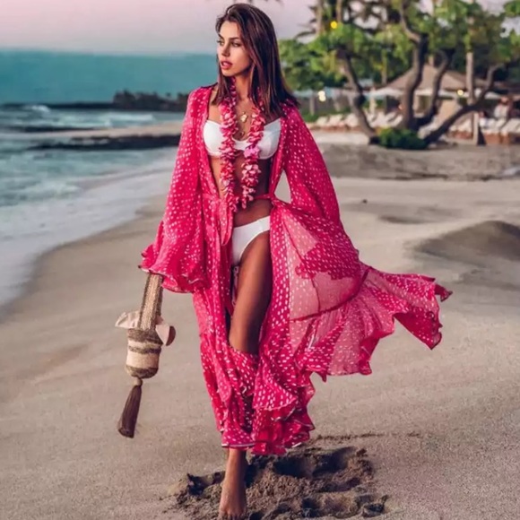 Other - New Chiffon/Rayon Beach Kimono Cover Up Long